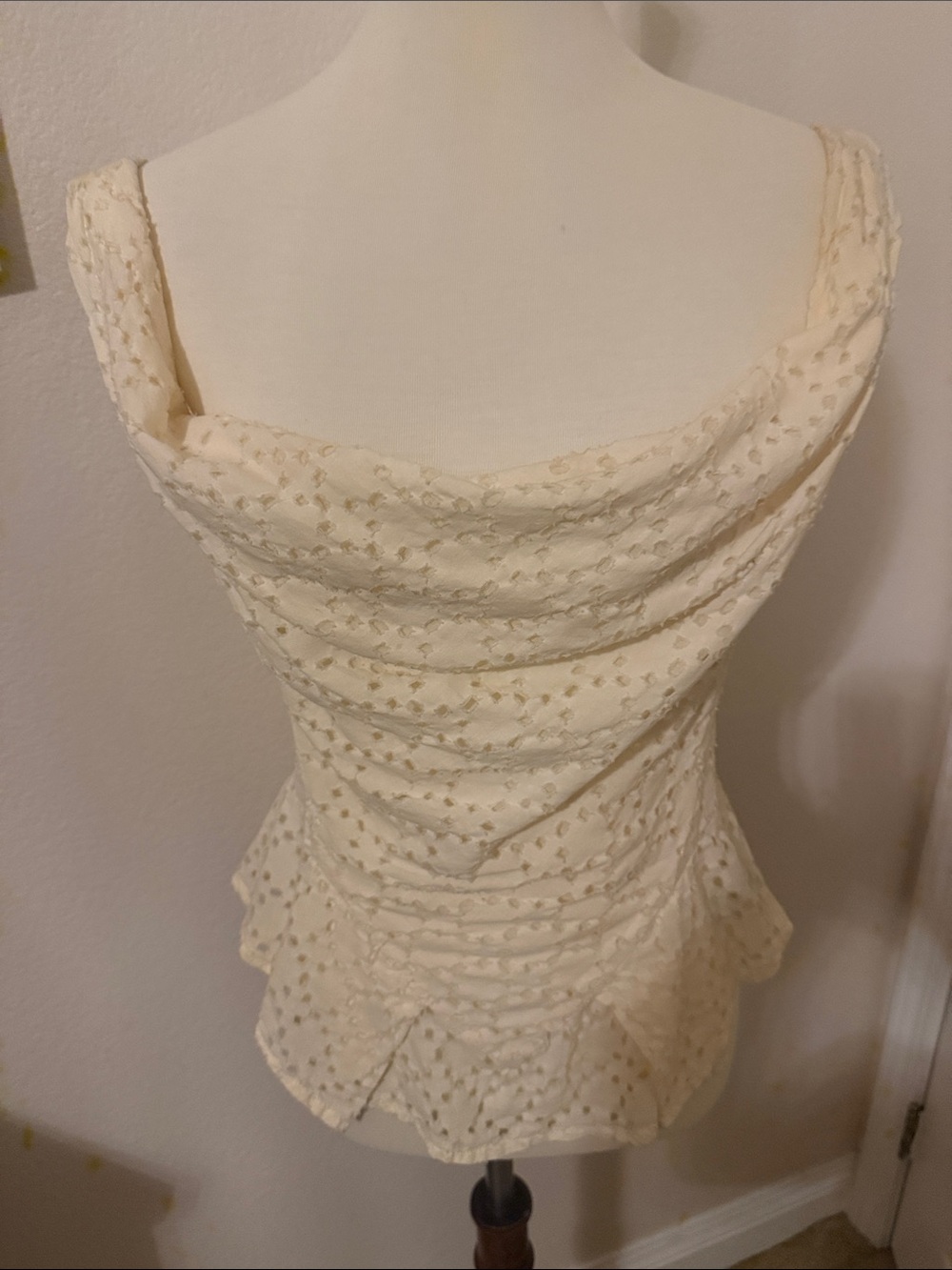 Vivienne Westwood Cream Lace Strapless Peplum Top